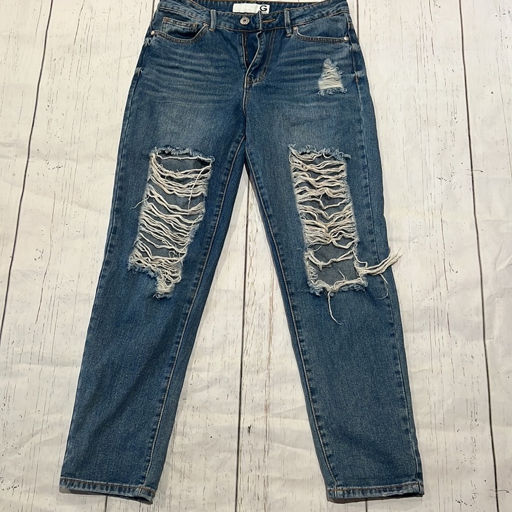 G by guess blue distressed straight jeans